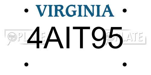 4AIT95 Virginia License Plate