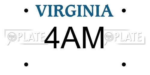 4AM Virginia License Plate