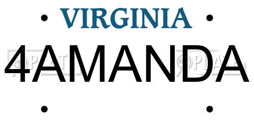 4AMANDA Virginia License Plate