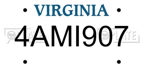 4AMI907 Virginia License Plate