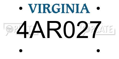 4AR027 Virginia License Plate