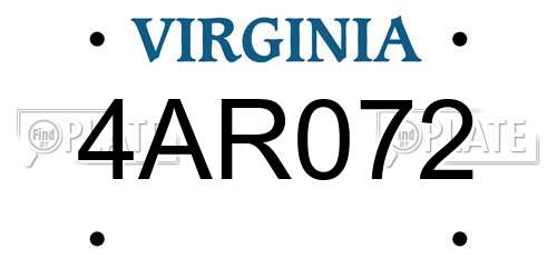 4AR072 Virginia License Plate