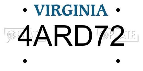 4ARD72 Virginia License Plate