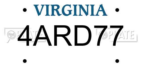 4ARD77 Virginia License Plate