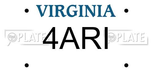 4ARI Virginia License Plate