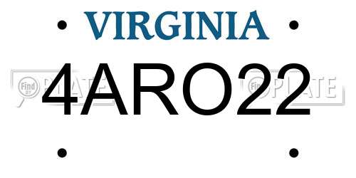 4ARO22 Virginia License Plate