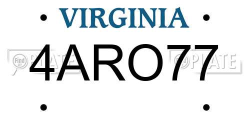 4ARO77 Virginia License Plate