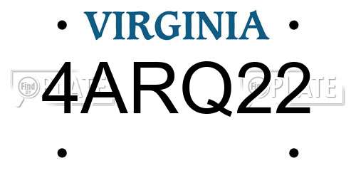 4ARQ22 Virginia License Plate