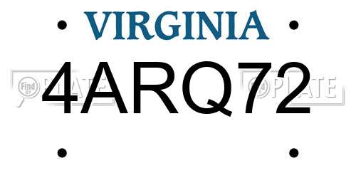 4ARQ72 Virginia License Plate