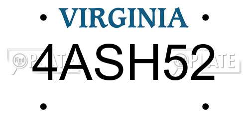 4ASH52 Virginia License Plate