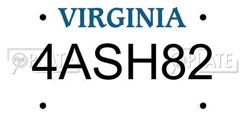 4ASH82 Virginia License Plate