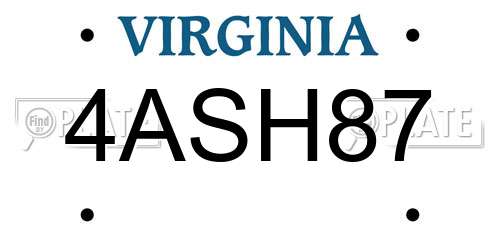 4ASH87 Virginia License Plate