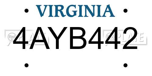 4AYB442 Virginia License Plate