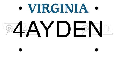 4AYDEN Virginia License Plate
