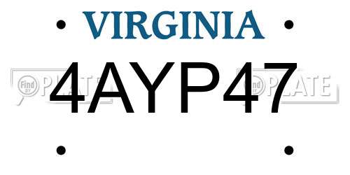 4AYP47 Virginia License Plate