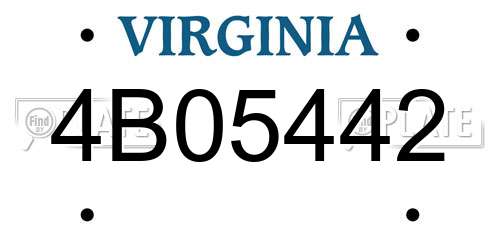 4B05442 Virginia License Plate