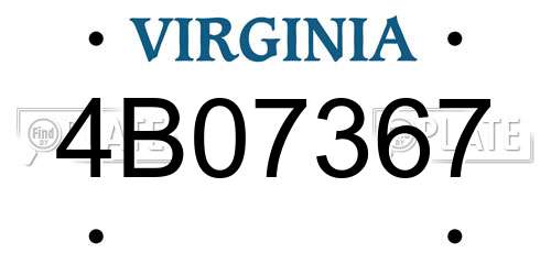 4B07367 Virginia License Plate