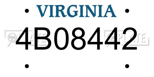4B08442 Virginia License Plate