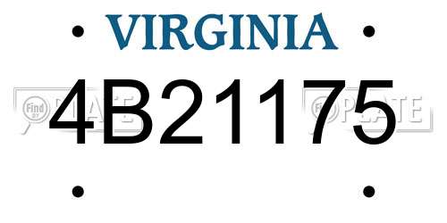 4B21175 Virginia License Plate