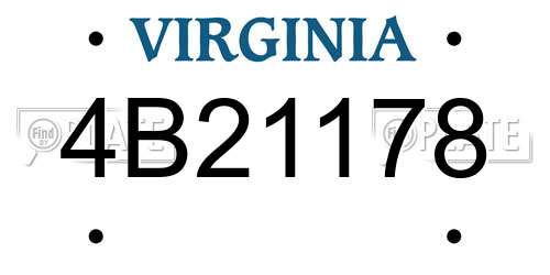 4B21178 Virginia License Plate