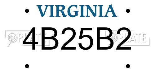 4B25B2 Virginia License Plate