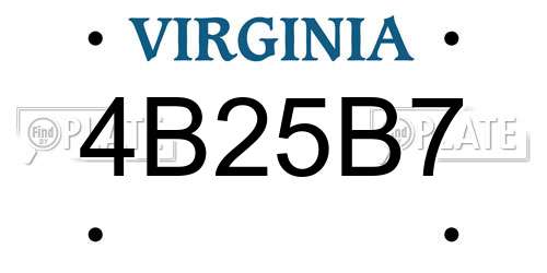 4B25B7 Virginia License Plate