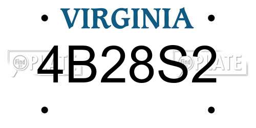4B28S2 Virginia License Plate