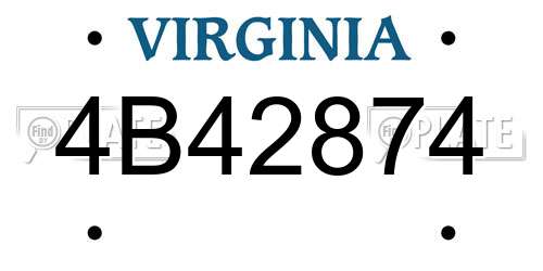 4B42874 Virginia License Plate