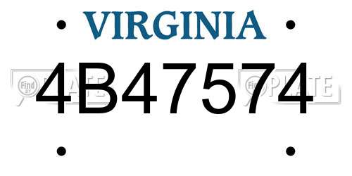 4B47574 Virginia License Plate