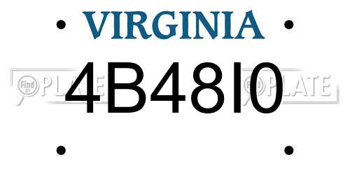 4B48I0 Virginia License Plate