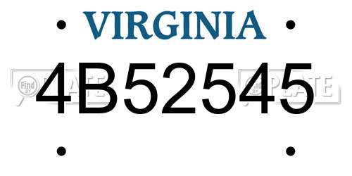 4B52545 Virginia License Plate