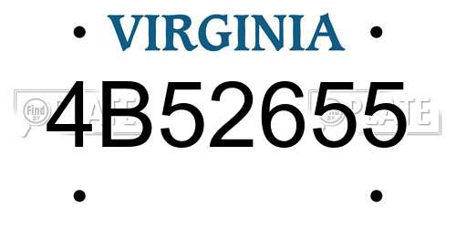 4B52655 Virginia License Plate
