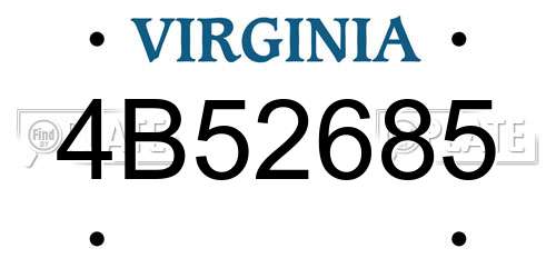 4B52685 Virginia License Plate