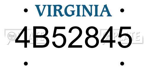 4B52845 Virginia License Plate