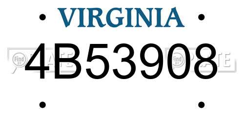 4B53908 Virginia License Plate