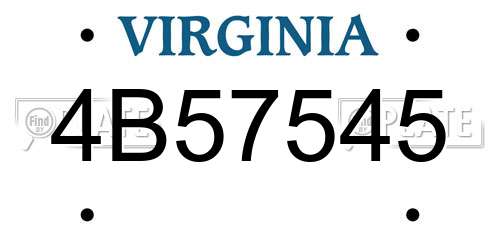 4B57545 Virginia License Plate
