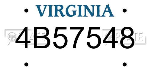 4B57548 Virginia License Plate