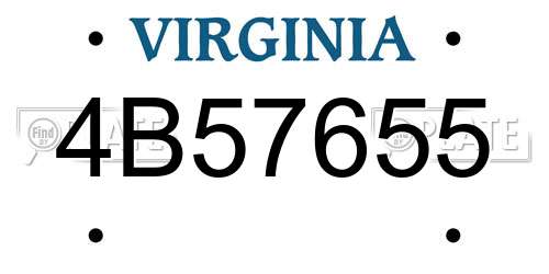 4B57655 Virginia License Plate