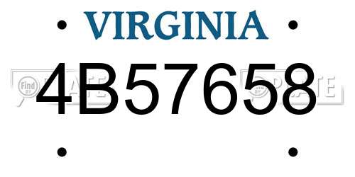 4B57658 Virginia License Plate