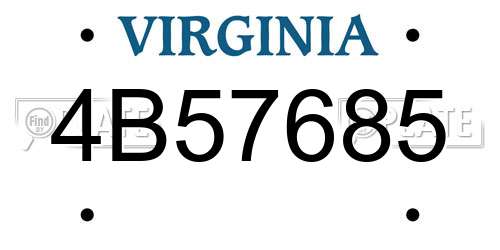4B57685 Virginia License Plate