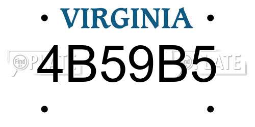4B59B5 Virginia License Plate