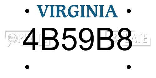 4B59B8 Virginia License Plate