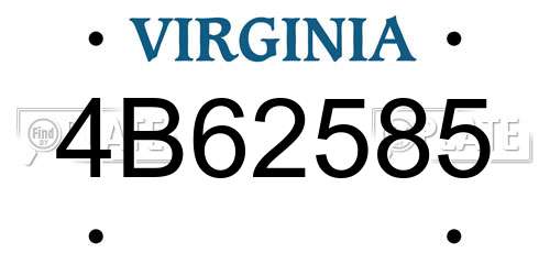 4B62585 Virginia License Plate