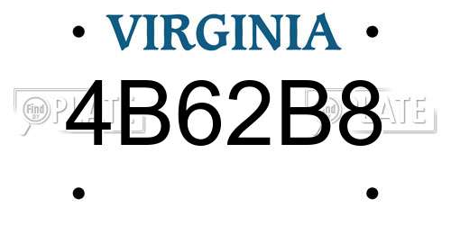 4B62B8 Virginia License Plate