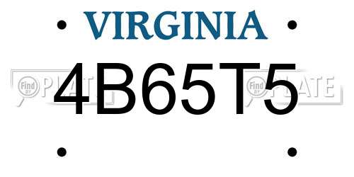 4B65T5 Virginia License Plate