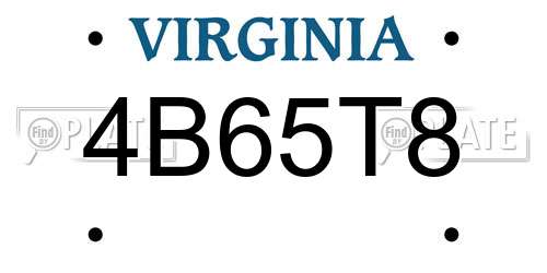 4B65T8 Virginia License Plate