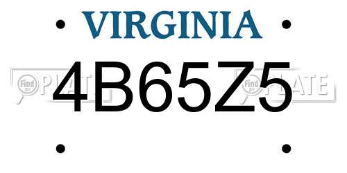4B65Z5 Virginia License Plate