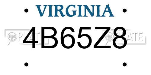 4B65Z8 Virginia License Plate