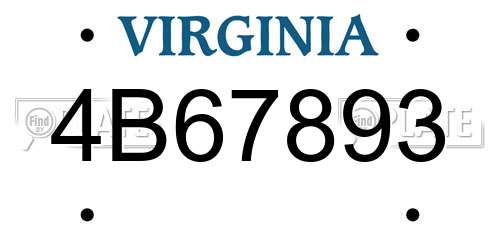 4B67893 Virginia License Plate