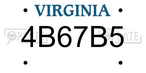 4B67B5 Virginia License Plate